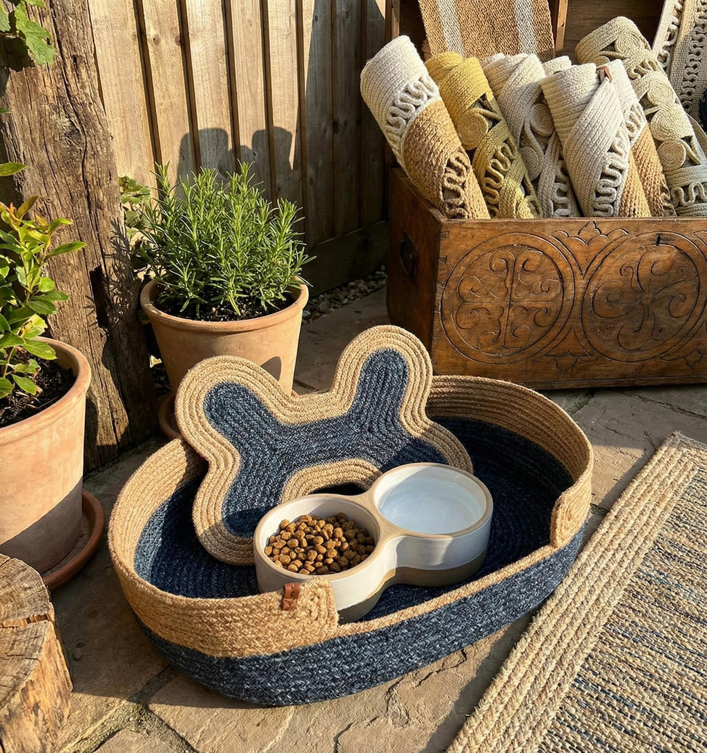 FluffyLoft™ Boho Woven Rope Pet Nest - Cozy High-Sided Cat & Small Dog Bed