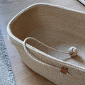 FluffyLoft™ Oval Jute Pet Bed - Handmade Natural Fiber Cat & Small Dog Basket with Play Ball