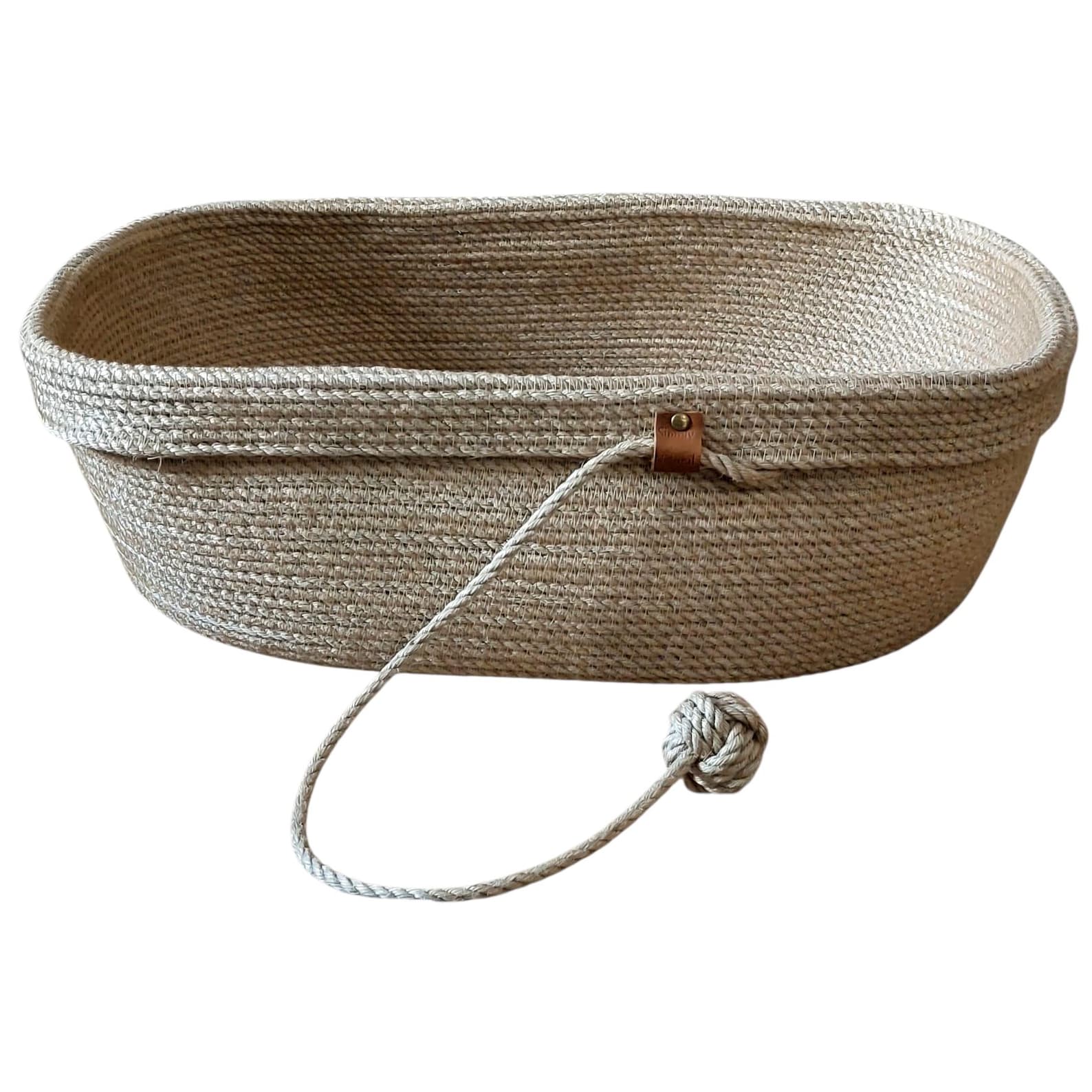 FluffyLoft™ Oval Jute Pet Bed - Handmade Natural Fiber Cat & Small Dog Basket with Play Ball