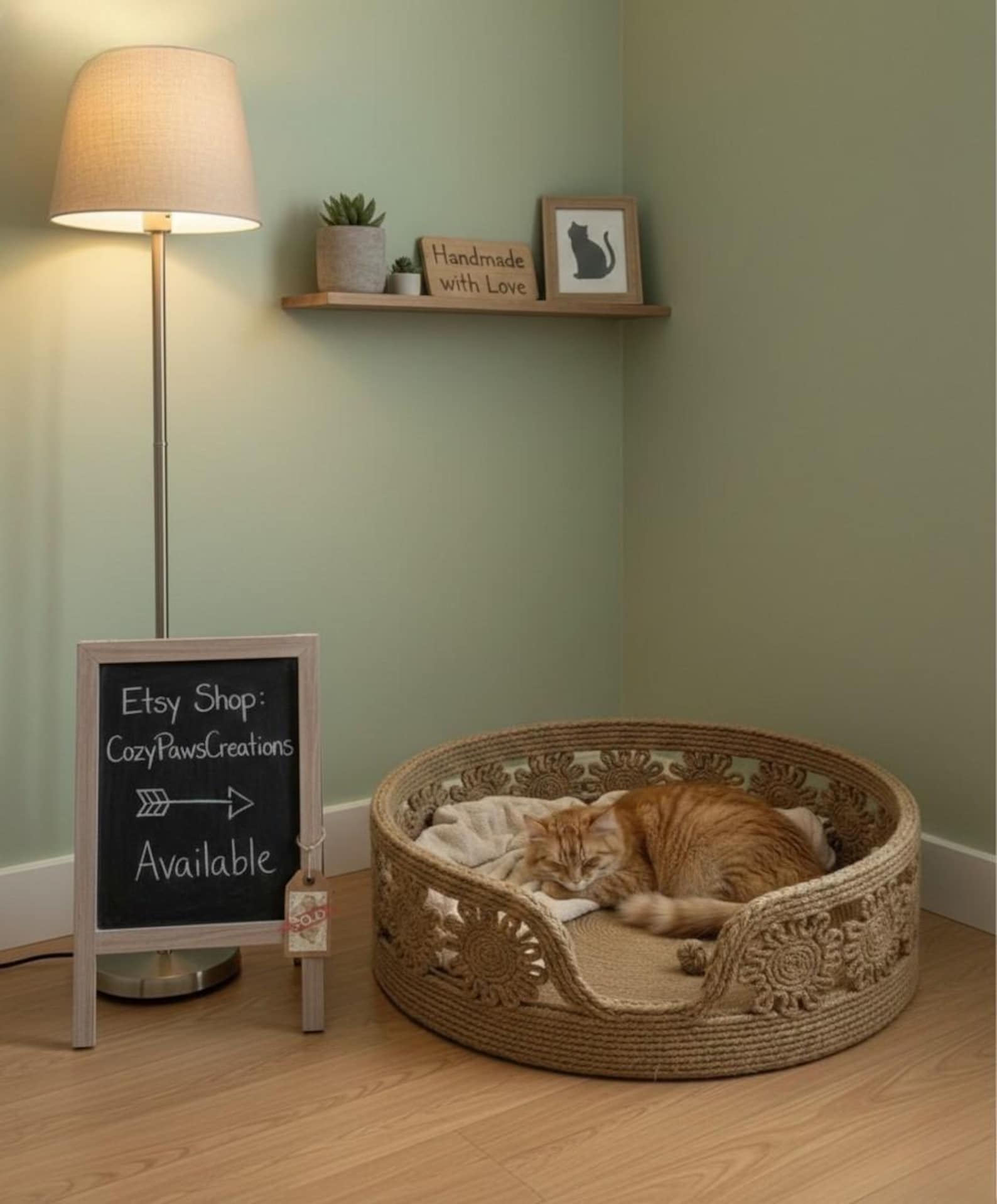 FluffyLoft™ Luxury Macrame Jute Pet Bed - Handmade Boho Flower Nest for Cats & Small Dogs
